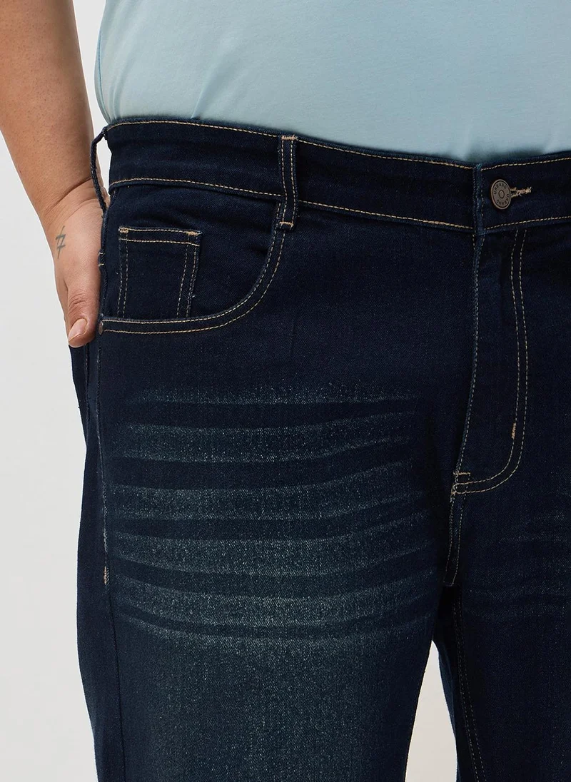 Urbano Fashion  Urbano Plus Men's Dark Blue Regular Fit Heavy Washed Denim Jeans Stretchable for Men | Best Price UAE
